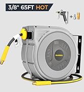 GLAHODEN Air Hose Reel 50 ft Retractable, 3/8 in Hybrid Hose Heavy Duty Steel Air Compressor Hose...