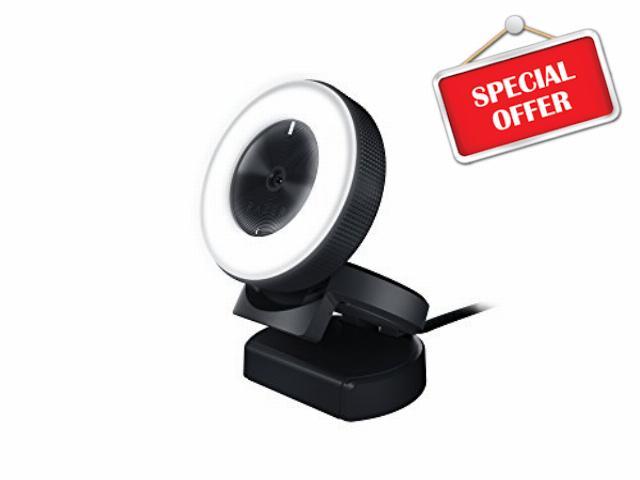 Razer Kiyo Streaming Webcam: 1080p 30 FPS / 720p 60 FPS - Ring Light w/Adjustable Brightness - Built-in Microphone - Advanced Autofocus