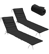 UFavo Home Chaise Lounge Cushion Outdoor Set of 2- Foldable Waterproof Pool Lounge Chair Cushions...