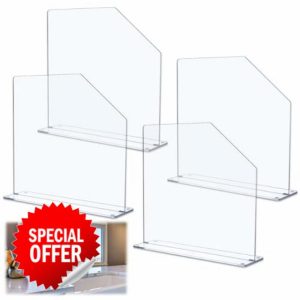 Maxdot 4 Pcs Acrylic Sink Splash Guard Freestanding Panel Barrier with Cutaway Guard Protective Splatter Barrier (15.75" Length
