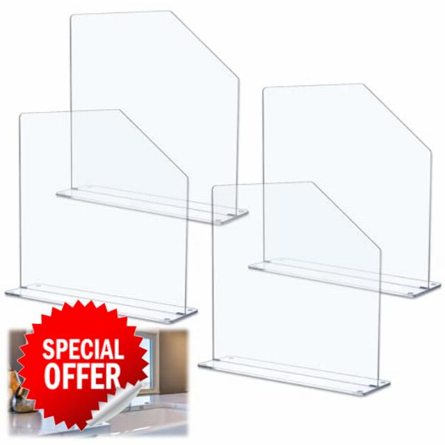 Maxdot 4 Pcs Acrylic Sink Splash Guard Freestanding Panel Barrier with Cutaway Guard Protective Splatter Barrier (15.75" Length