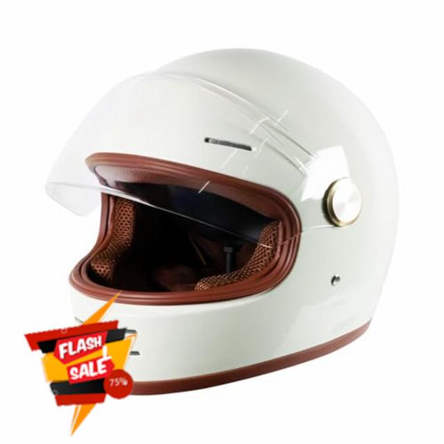DOT Retro Vintage Full Face Motorcycle Helmet Classic Design for Men Women Lightweight Windproof Vent Cafe Racer & Cruiser Riding