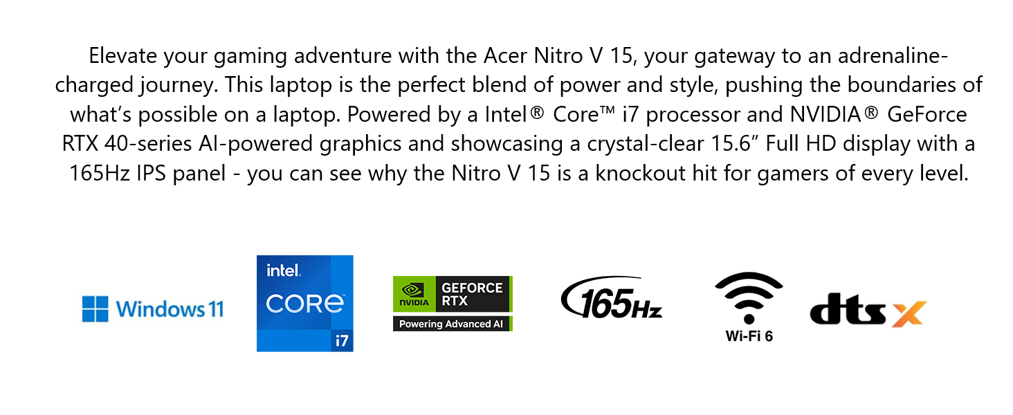 acer nitro V Intel; RTX laptop; 15.6” gaming laptop; Intel gaming laptops; RTX 40