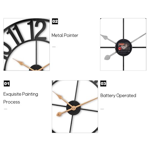 Industrial Modern Minimalist Indoor Outside Roman Numeral Clocks for Living Room