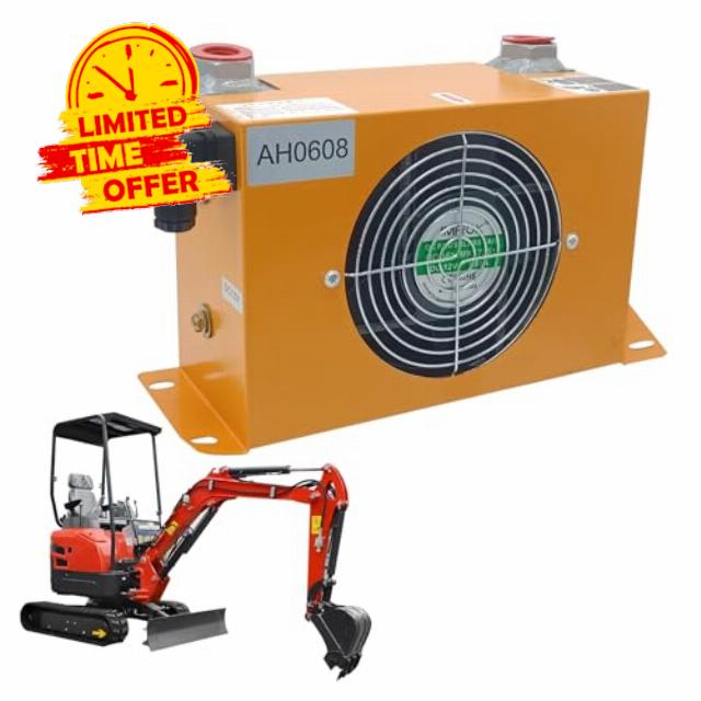 AH0608T-CA 12VDC Hydraulic Oil Cooler | 60L/min 48W Air-Cooled Radiator | Low Noise & Energy-Efficient Heat Dissipation