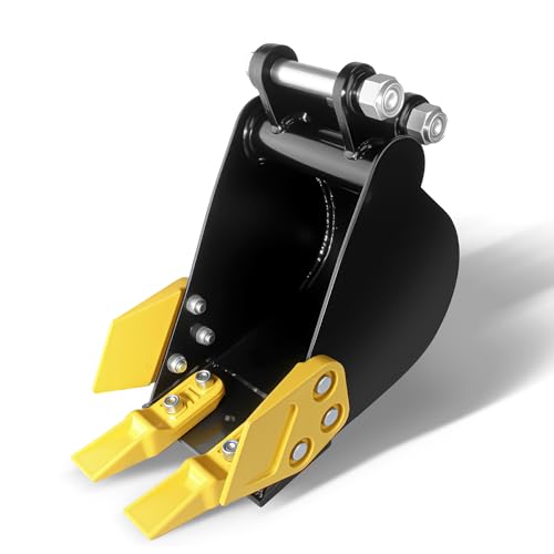 7.87in/200mm Mini Excavator Attachment Bucket Metal Trenching Digger with Metal Teeth for 0.8-1.8 Tons Mini Excavators Digging Soil