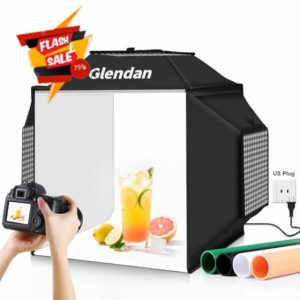 Glendan Light Box for Photography: 16"x16" Portable Photo Studio Soft Box with 480 LED Light - Photo Booth Box with 4 Color Backdrops for Jewelry Product Photography