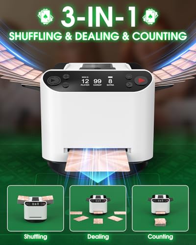 3-in-1 Card Shuffler Machine with 4 Drawing Remotes
