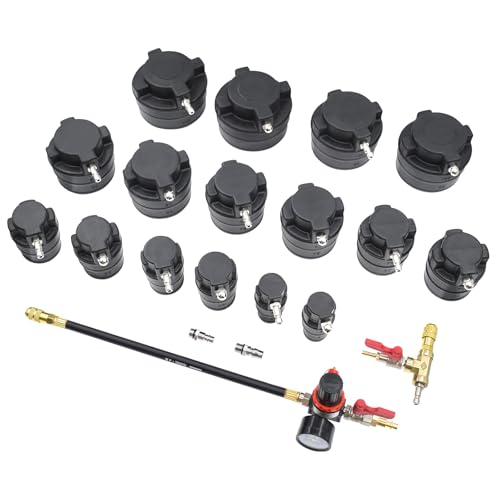 Turbo Boost Leak Tester with 8 Pairs of Stepped Adapters (1-1/4'' to 4-1/4'') Air Pressure Gauge Cooling System Radiators Intercoolers Hose Leaks Test
