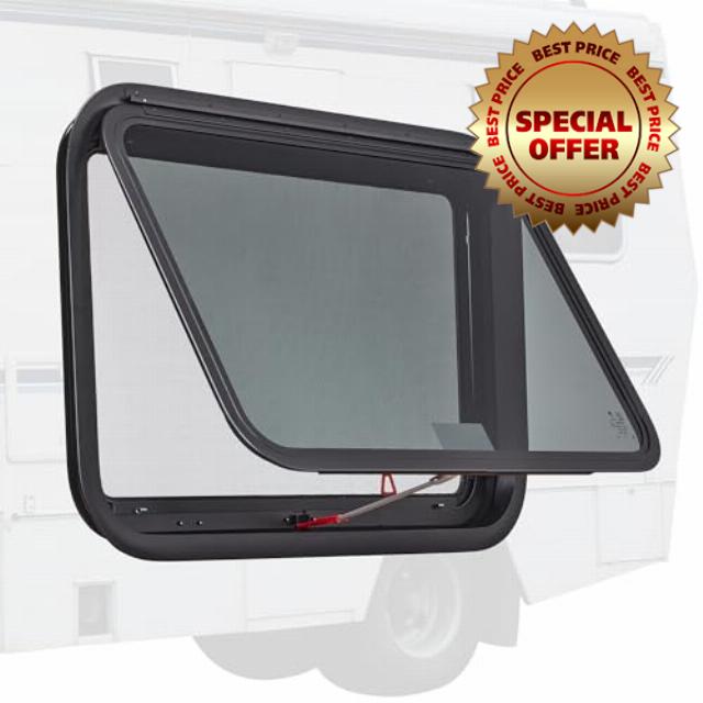 RV Exit Window 30"W x 20"H RV Door Window Tinted RV Window with Net Screen