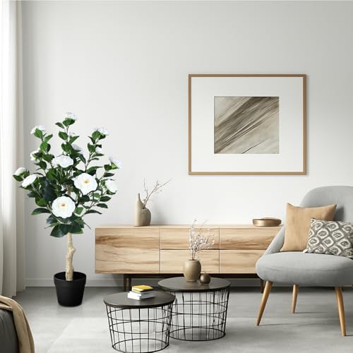 Faux Floral Plants in Cement Pot