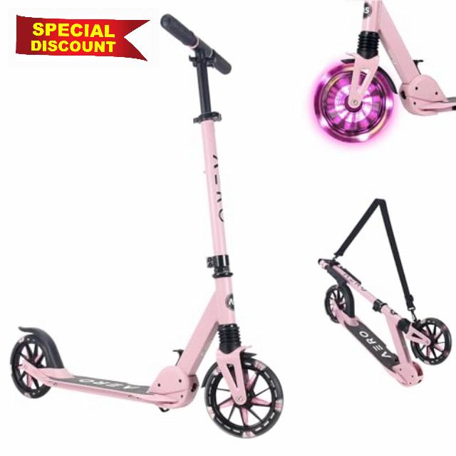 Aero Scooter for Kids 6-12 & Teens | Light Up Big Wheels & Shock Absorption | Boys Girls 2 Wheels Kick Scooter | Foldable & Height Adjustable