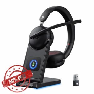 Wireless Headset with Mic for Work-Bluetooth 5.3 Headset with Noise Cancelling