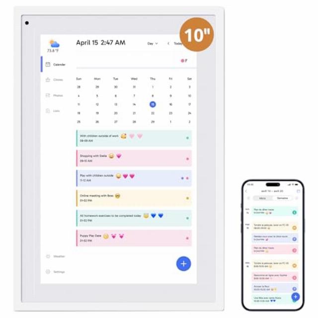 10.1" Digital Calendar Chore Chart – 1080P Full HD Interactive Touchscreen