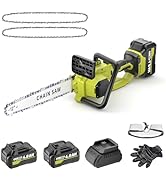 SEYVUM Brushless 40V 16 Inch Chainsaw with 2 x 4.0Ah Batteries, Electric Chain Saw Cordless with ...