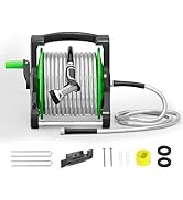 SPECILITE Heavy Duty Metal Garden Hose Reel With 95 FT 304 Stainless Steel & 9-Pattern Metal Nozz...