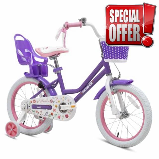 Girls Bike with Basket for Toddlers and Kids Ages 2-12 Years Old
