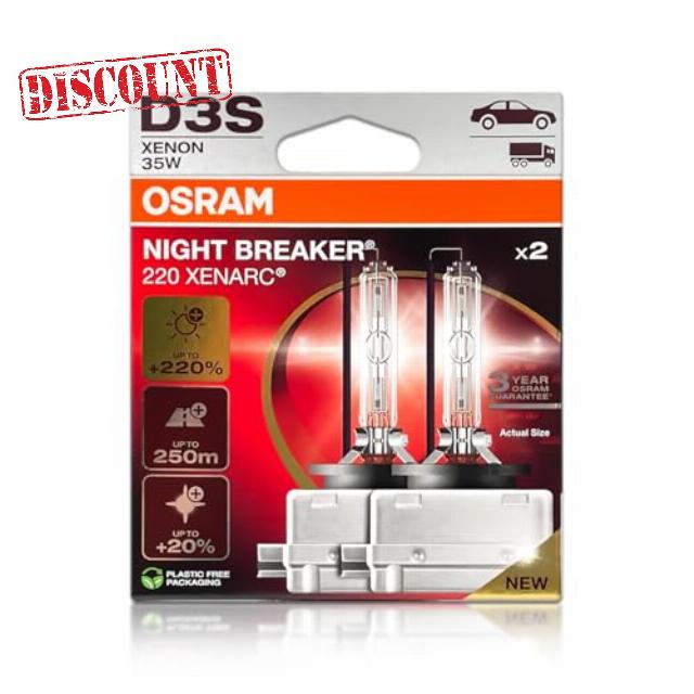D3S Night Breaker Laser 220 HID Xenon Headlight Bulbs 66340XN2-2HB 42V 35W 4300K PK32d-5 | Pack of 2