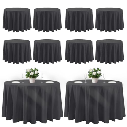 10 Pack Black Stain Resistant and Wrinkle-Free Polyester Table Cover for Wedding