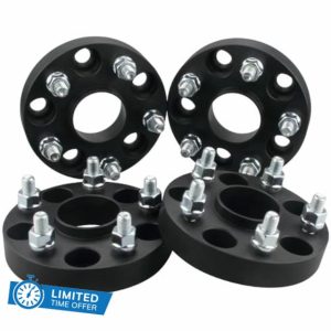DCVAMOUS 4PC Black 5x4.5 to 5x112 Wheel Adapters 1 Inch with 12x1.5 Studs 71.5mm Center Bore Compatible with Honda-Acura-Toyota-Lexus 5x114.3 Vehicle to VW 5x112 Rims (57.1mm Lip)