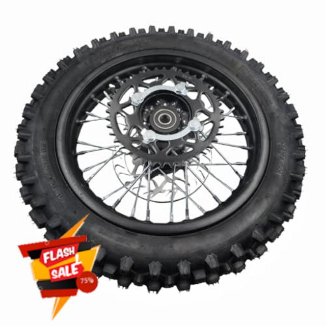 CLEO 80/100-10 Rear Wheel Rim Tire Assembly for 50cc-110cc Dirt Bike taotao TTR SSR CRF Apollo 15mm axle includes 190mm brake disc and 420-41T sprocket