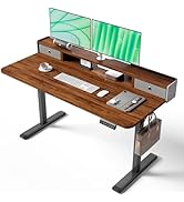 TRALT Electric Standing Desk 48 Inch Height with 2 Drawers-Adjustable Height Desk with Storage Sh...