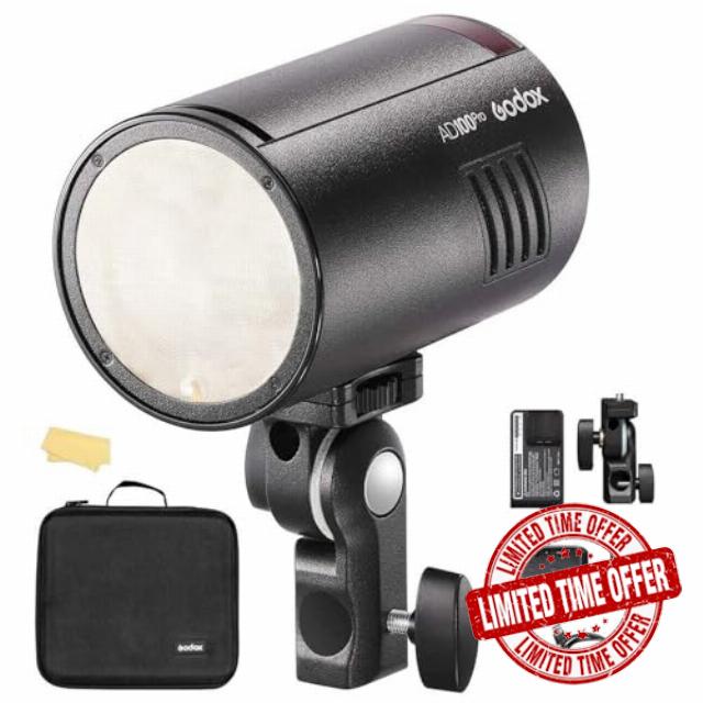 Godox AD100pro Strobe Flash Portable 2600mAh Battery 100Ws TTL/M/Multi Functions 2.4G Wilreless X System 5800K±200K 1/8000 HSS 0.01-1.5s Recycling 360 Full Power Outdoor Strobe Flash