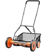 VEVOR Push Reel Lawn Mower 16 inch, 5 Blades Manual Push Mower No Motor, 0.6-1.75 in Adjustable C...