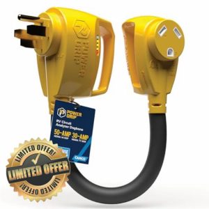 Camco Power Grip 18" RV 50-Amp Circuit Analyzer Dogbone - Features Integrated Surge Protection & Fault Indication