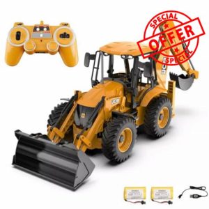 RC Backhoe Wheel Loader 2.4G Fully Functional 1/20 Remote Control Excavator Bulldozer Back Hoe Truck Tractor Digger Heavy Duty Construction Vehicle Engineering Trucks Children's Toys