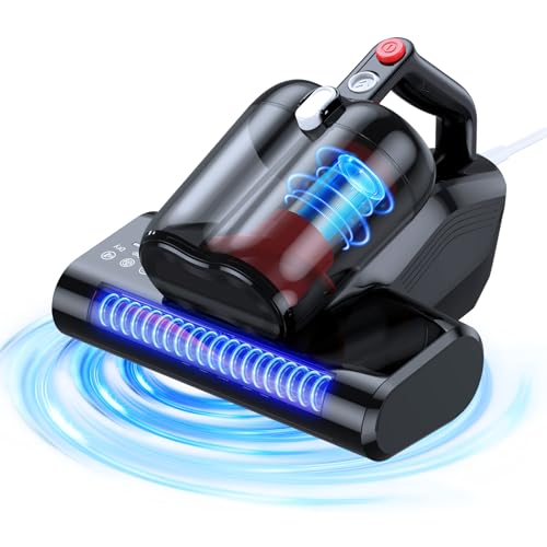 16Kpa 600W Bed Vacuum Cleaner with 253.7nm UV-C Light & HEPA Filter & 40000 RPM/Min Brushroll Rotation & Heating Tech