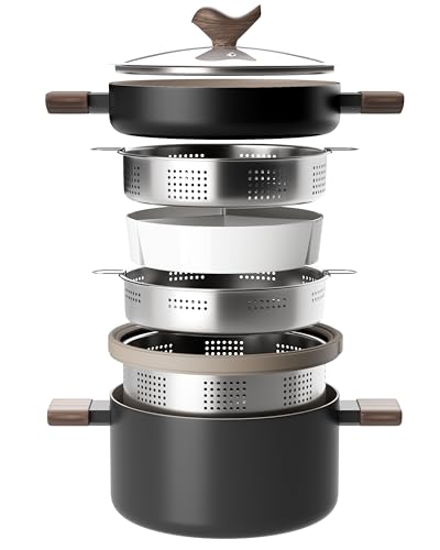 Nonstick Stock Pots With Stainless Steel Steamer for Cooking Pot Set