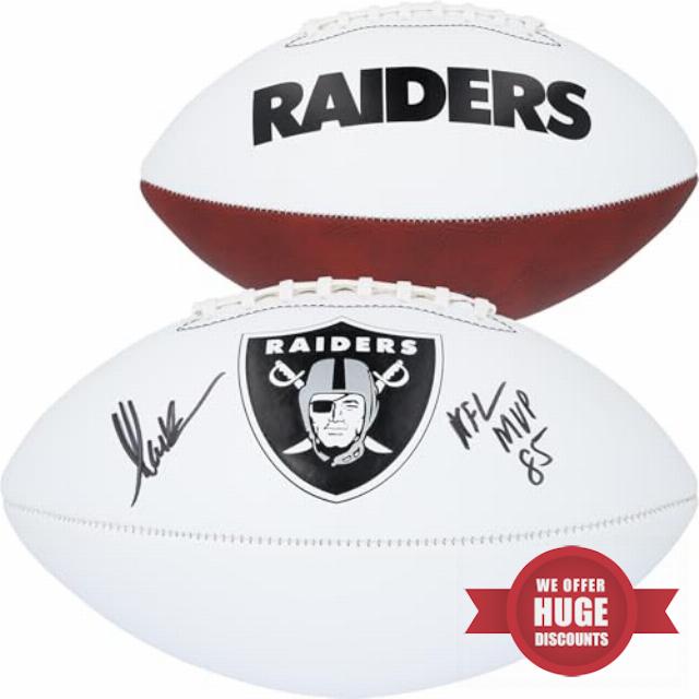 Marcus Allen Los Angeles Raiders Autographed Franklin Panel Football with "MVP 85" Inscription - Autographed Footballs