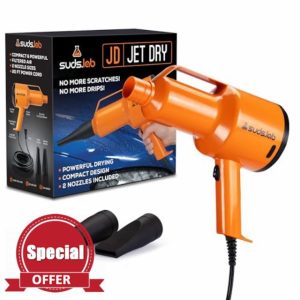 Suds Lab JD Jet Dry Car Drying Blower with 2 Nozzles & 20 ft Power Cord – 1.5 HP Powerful & Compact Car Dryer Air Blower for Removing Water