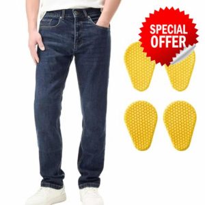 ILM Motorcycle Riding Pants for Men CE Armored Motorbike Jeans Adventure Touring Motocross All Season Model PJN1(Dark Blue)
