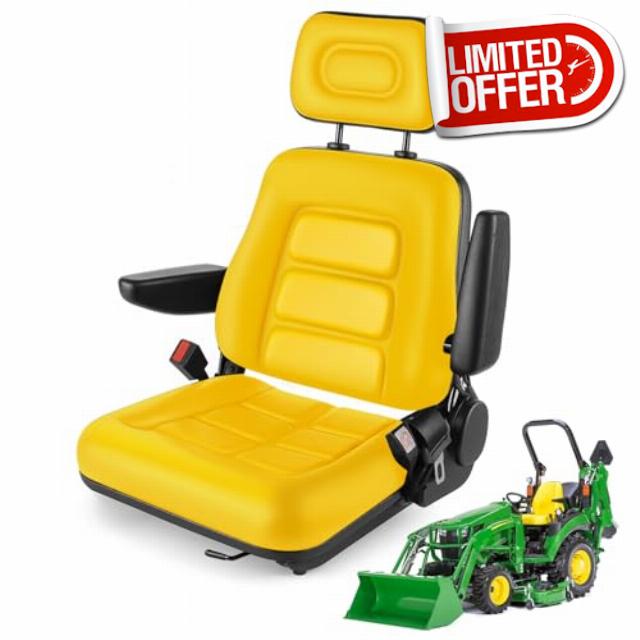 Universal Seat for Forklift/Excavator/Lawn Mower/Tractor with Adjustable Angle Back Armrest and Headrest