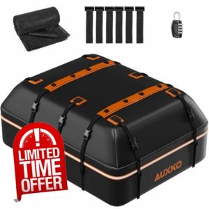 AUXKO 22 Cubic Ft Waterproof Rooftop Cargo Carrier Bag for All Vehicles with/Without Roof Rack