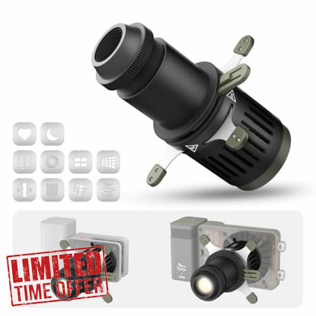 ZHIYUN Mini Spotlight (ZY Mount) Conical Optical Snoot kit Photography Studio Video Lighting Projector Accessory with 10 Gobos Free Cutting Shapes Suitable for X100 X60 Series CX100 G60 CX50 370g
