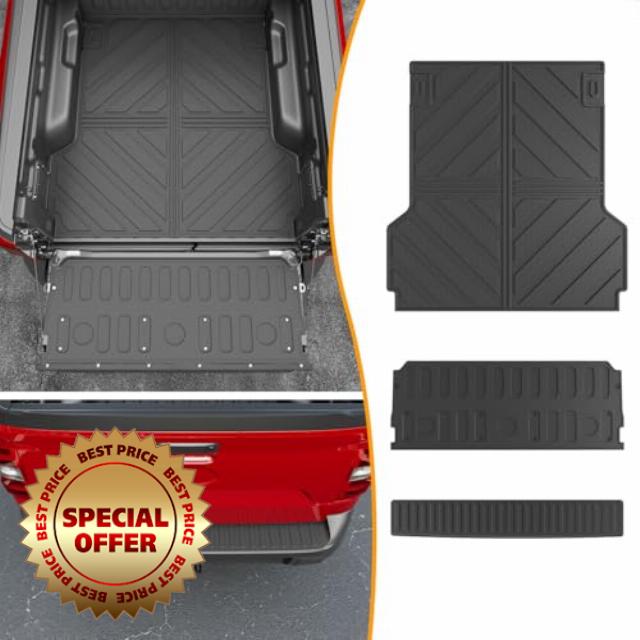 powoq Cargo Mat Compatible with 2022-2025 Ford Maverick Truck Mat Tailgate Liner TPE Bed Liner Rear Bumper Step Pad Replacement for 2022 2023 2024 2025 Ford Maverick Accessories