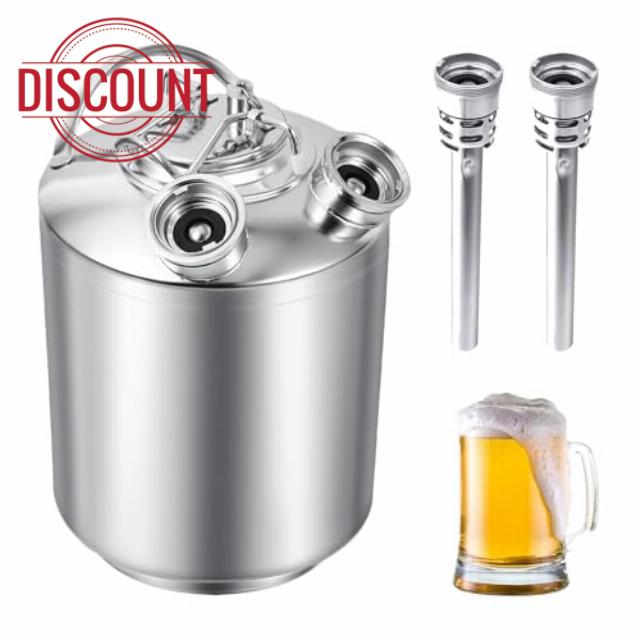 2.5 Gallon/10 L Stainless Steel Cleaning Keg with 2 D Spears