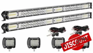 LED Light Bar Kits - 25 Inch Slim Light Bars with 4 Inch LED Pod Lights&Wiring Harness