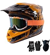 Loyoriwy DOT Approved Kids ATV Helmet with Visor Electric Dirt Bike for Kids 8-14 Lightweight Mul...