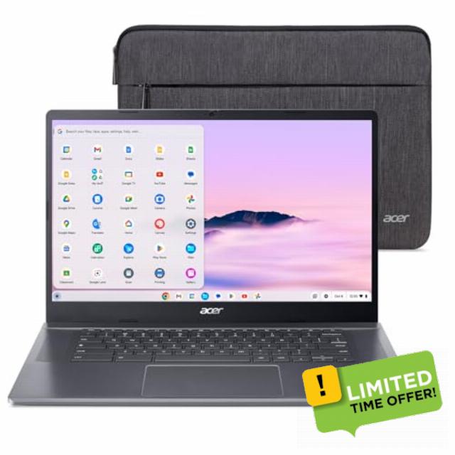 acer Chromebook Plus 515 Laptop with Google AI – 15.6" Full HD 1920 x 1080 IPS Touch Display | Intel Core i3-1305U | 8GB LPDDR5X | 256GB SSD | Wi-Fi 6E | FHD Camera | Chrome OS | CB515-2HT-33M4