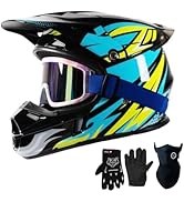Loyoriwy DOT Approved Kids ATV Helmet with Visor Electric Dirt Bike for Kids 8-14 Lightweight Mul...
