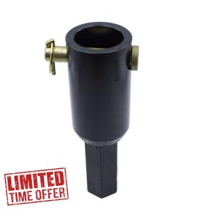 Auger Adapter 2-9/16 inch Female Round to 2 inch Male Hex Auger Shaft Bit Adapter Conversion Bolt Pin Auger Attachments