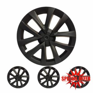 18 Inch Wheel Covers for Tesla Model 3 Accessories 2020-2023 Matte Black ABS Material Hubcaps Replacement for Tesla Model 3 4PCS（Spiderweb Style）