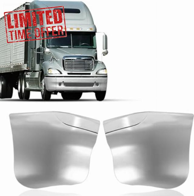 Pair Chrome Side Bumpers for 2002-2011 Freightliner Columbia Pair Set Corner Cover Replacement Semi Trucks