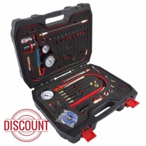 46PCS Compression and Leakage Test Kit Petrol & Diesel Engine Compression Tester with Dual Gauge Replacement for HDI