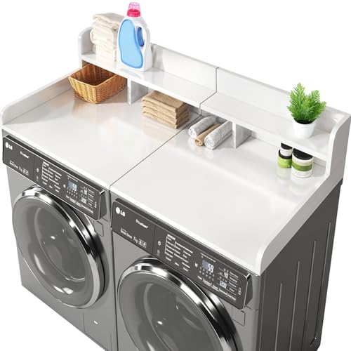 2-Tier Laundry Countertop with Edge Rails