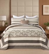 FineStichery Oversized King Bedspreads 128x120, 100% Cotton California King Quilt, Forest Tree Be...